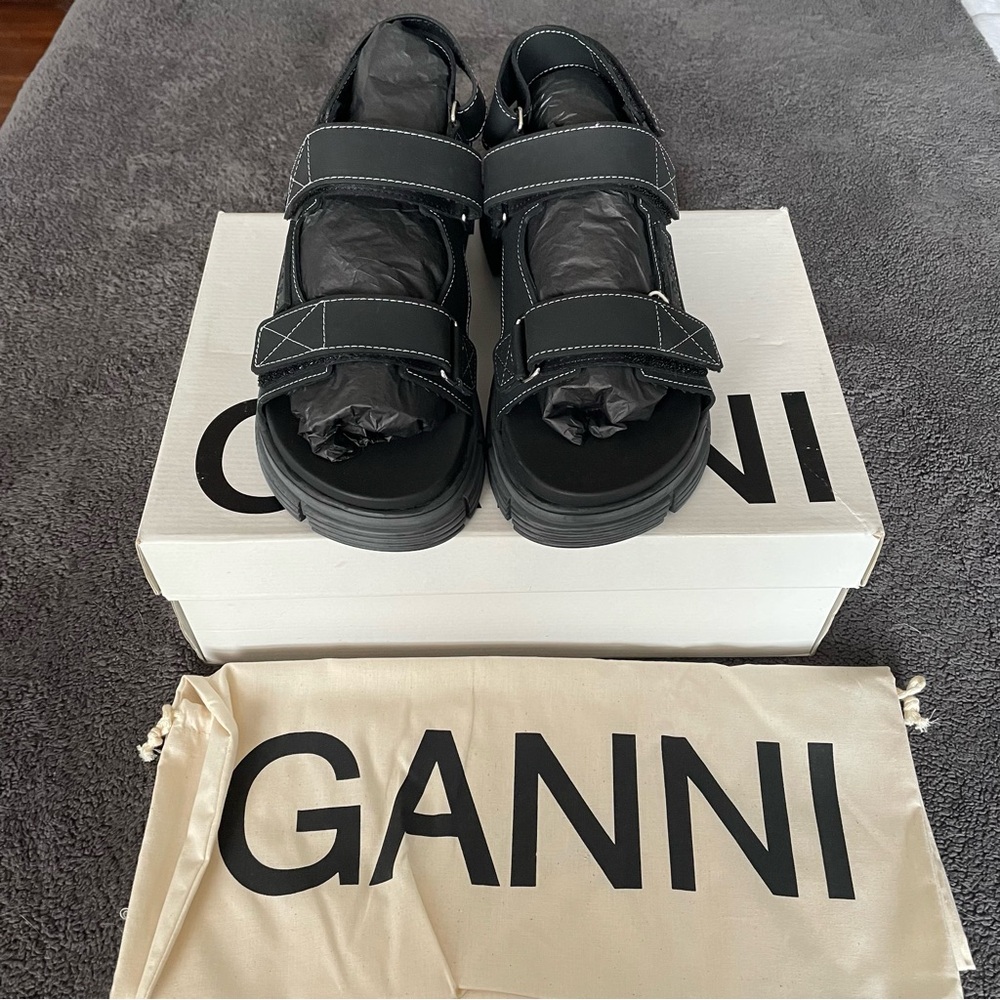 NWT GANNI CHUNKY RUBBER SOLE SANDAL W/VELCRO SIZE 40 - Picture 2 of 8
